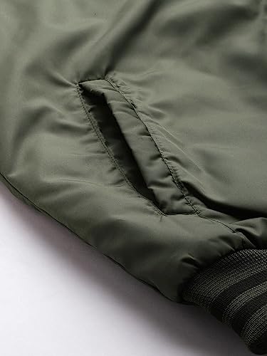 Image of The Indian Garage Co Men Olive Slim Fit Colorblocked Bomber Jacket