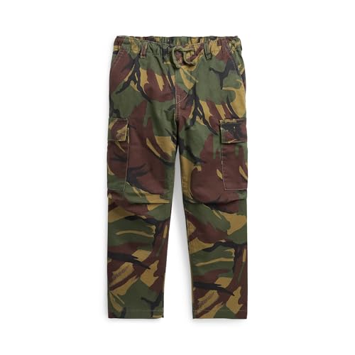 POLO RALPH LAUREN Boys Slim Fit Camo Stretch Twill Cargo Pants (Toddler/Little Kid) British Elmwood Camo 7 Years