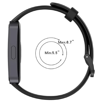 Replacement Silicone SmartBand Compatible with Huawei Band 9/9 NFC/ 8/NFC Wrist Strap Bracelet Bands, Soft And Durable(Black/Metal Head)