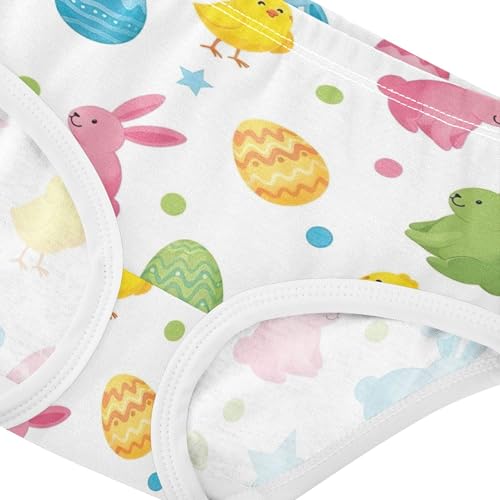 Toddlers Underwear Floral 2t Cotton Cute Panties Girl Artistic Underpants Briefs Colorful Easter Eggs Bunnies White4