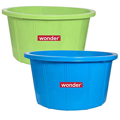 Wonder Homeware Tub 40 Heavy Qyality Tub Set, 2 pc Tub Set 38 LTR, Blue Green Color, Made in India, KBS01908