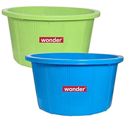 Wonder Homeware Tub 40 Heavy Qyality Tub Set, 2 pc Tub Set 38 LTR, Blue Green Color, Made in India, KBS01908