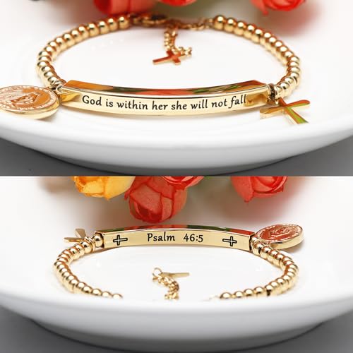 DS Inspirational Bracelet for Women Christian Engraved Bibler Verse Cross Butterfly Daisies Charm Bracelet, Exquisite Stainless Steel Jewelry Daughter Best Friend Bestie3