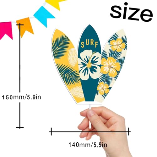 Summer Surfing Happy Birthday Cake Topper Beach Coconut Tree Decorations Birthday Cake Pick for Summ