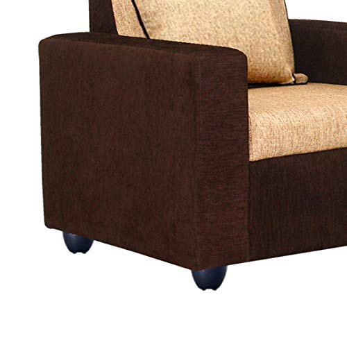 Image of Bharat Lifestyle Tulip 3 Seater Fabric Sofa | Cream Brown | Upholstered Sofa Couch for Living Room, Bedroom & Office | Comfortable Seating | DIY(Do-It-Yourself) Assembly | 1 Year Warranty