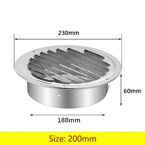 Qrity 304 Stainless Steel Round Ventilation Grill Screen Hood 200mm, Round Extractor Fan Vent Cover Grille Louvre - Image 2