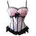 Produktbild Burlesque Strapshalter Corsage Korsett Satin Push UP Korsage Top (EUR(38-40) XL, Rosa)