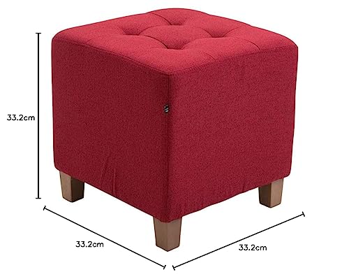 Image of Pouffes Bench Sitting Stool for Living Room Patio Kitchen Bench Puffy Wooden Mudda Ottoman Stools Footstool Pouf.(Red)