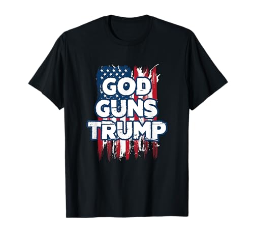 Tshirt God Guns and Trump 2020 bandiera americana Maglietta