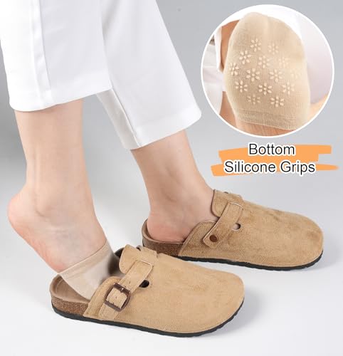 Image of Toe Socks Womens for Mules, Half Socks Toe Topper Covers No Show Invisible Non-slip Liners for Clogs 4 /6 /8 Pairs