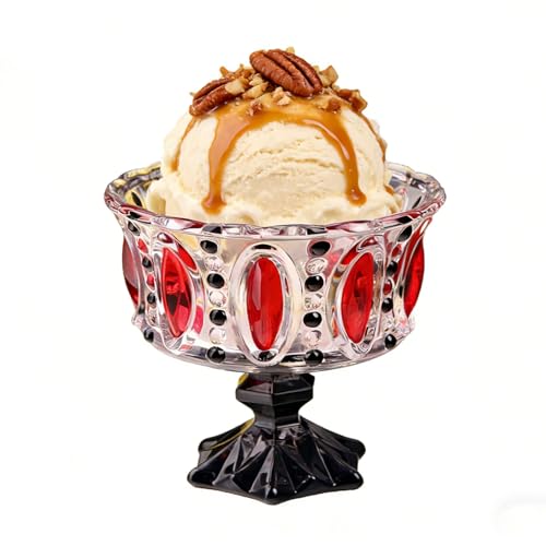 Oreilet Cuencos de Cristal para Helado, Vasos Patas, Tazas Postre, Sundae Parfait Bowl para Bagatelas, Pudín Frutas Aperitivos Ensaladas Cócteles Condimentos Bebidas Fiesta Yogur (Estilo de patrón