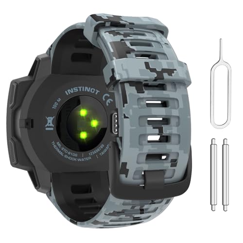 MoKo Correa Compatible con Garmin Instinct 2/Instinct Esports/Solar/Tactical/Tide, 4.92"-7.87" (125mm-200mm) Pulsera Deportivo de Repuesto de Silicona Suave, Camuflaje Mosaico