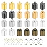 1. Appliquez de la colle à l'intérieur de la Coque d'extrémité choisie. 2. Insérez votre cordon ou matériau tressé. 3. Laissez la colle sécher complètement. 4. Utilisez les anneaux ouverts et chaînes inclus pour attacher des fermoirs ou connecter des parties.