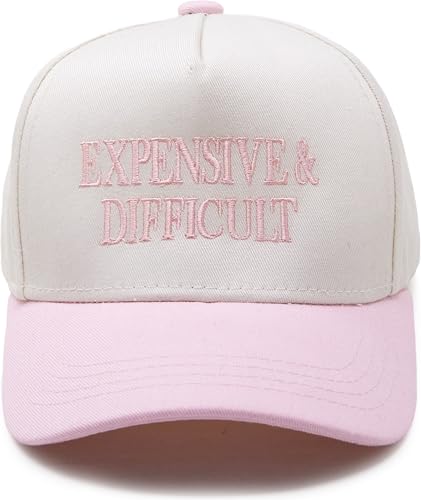 Funky Junque Kids Trucker Hat Baseball Cap - Expensive and Difficult - Rose/Beige (Small - 12-24 Months)