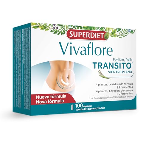 SUPERDIET - Vivaflore Transito, pancia piatta - 100 capsule - Nuova formula.