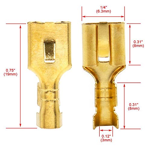 Baomain 43237-2 Female Spade Quick Splice Crimp Terminals 6.3Mm Crimp Connector Non Insulated 100 Pcs thumb #3