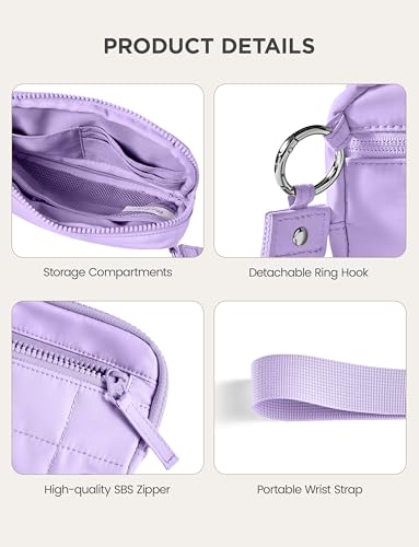 Image of Uselike Womens Wallet Card Holder Purse with Zipper Quilted Phone Wallet RFID Blocking Small Wristlet Wallets for Everyday, Travel (Lavender Purple)