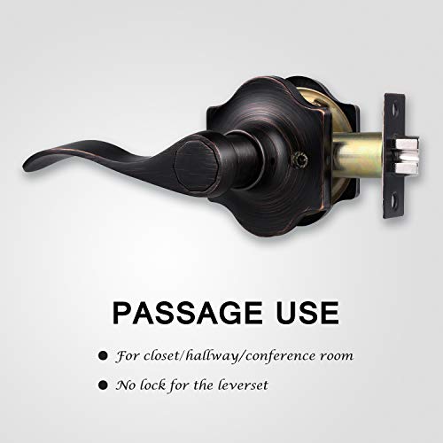 Knobwell Oil Rubbed Bronze Keyless Interior Door Handles Closet Door Handle, Antique Style Passage Door Lever For Hallway And Closet, Passage Door Handle Sets 10 Pack #TOP2