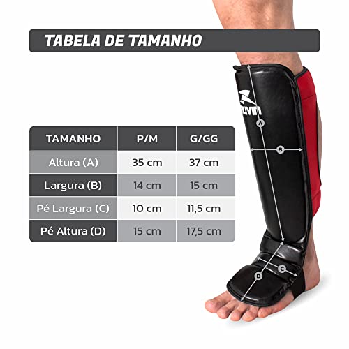 Protetor de Canela e Pé Muvin Pcp-100 (Preto/Vermelho, G/GG)