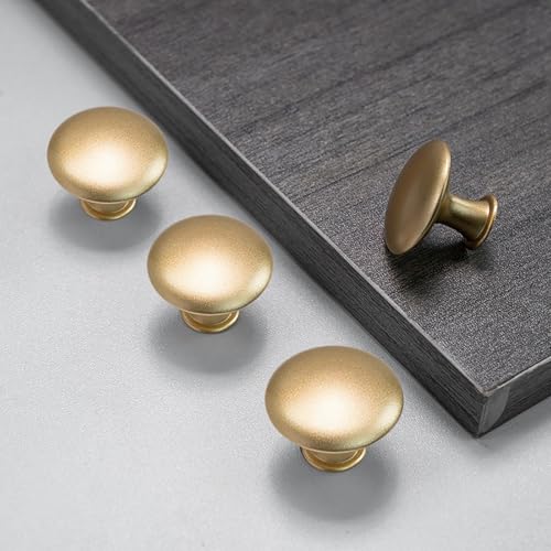 Misuyue Möbelknöpfe Gold, Schrankknöpfe Gold Matt, Schubladenknöpfe, Schrankgriffe Moderne Vintage, 10 Stück 30mm Knöpfe für Schränke, Schublade, Möbel, Küchenschränke, Kleiderschrank