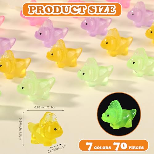 WEWAYSMILE 70pcs Luminous Mini Dinosaur Resin Animals, Glow in The Dark, for Patio Home Decor DIY Crafts (7 Styles) - Image 2
