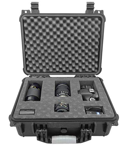 CASEMATIX 16 inch Waterproof Camera Bag Case Compatible with Canon DSLR Camera 90D, 80D, Rebel SL3, 6D Mark, 5D Mark, 1300D, T7i, T6 Camera Body, Lens, Flash and Accessories, Case Only