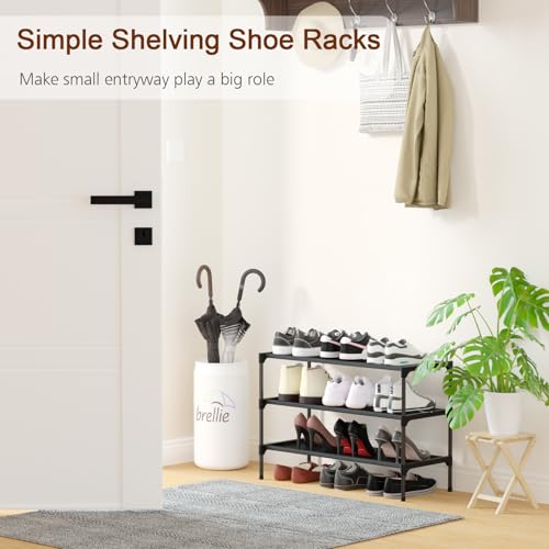 Shoe Rack, Non-Woven Fabric Portable 3 Tier Shoe Organizer, up to 12-16 Pairs, Stackable Shoe Storage Shelf for Closet, Entryway, Space Saving HSRF003BK - Image 5