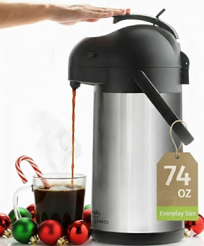 Airpot à pompe 2,2 L - Flacon thermique en acier inoxydable, isolation 12h chaud / 24h froid,...