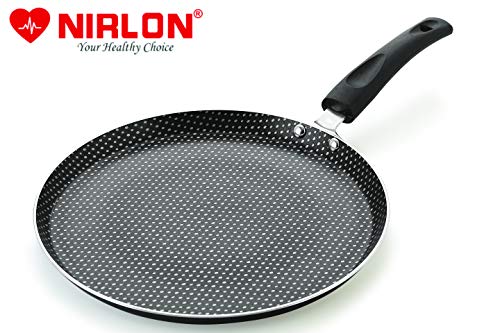 Image of Nirlon Polka-Dot Non Induction Base Non Stick Aluminium 2 Piece Pots and Pan Set [Flat Dosa Tawa 26cm + Deep Kadhai 22cm - 1.8 Liter]