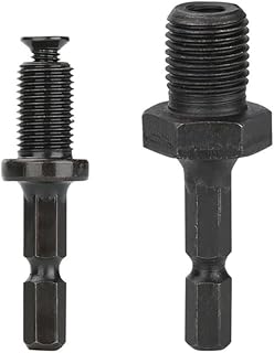 Hex Shank Drill Chuck Adapter – 1/4" to 3/8" and 1/4" to 1/2" Male Thread Steel Bit Holder for Power Drills, 2-Piece Set(2Pcs Set)