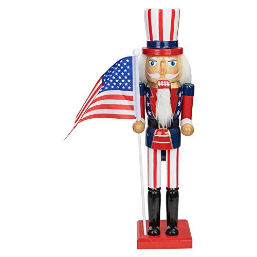 Northlight Decorative Wooden Patriotic Uncle Sam Christmas Nutcracker, 15
