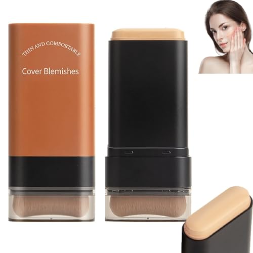 Stick De Base De Maquillaje Ligera Hidratante Con Pincel, Stick De Base De Maquillaje De Cobertura Total Con Borrador, Stick De Maquillaje De Base De Maquillaje De Doble Cabezal (01#)