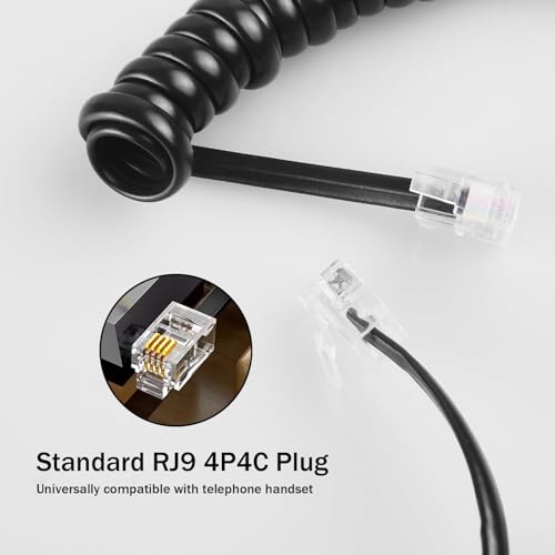 Hugwait 2 PCS Telephone Handset Cable Cord 3 Meters, Landline Phone Cable Coiled RJ9 RJ10 RJ22 4P4C - Image 2