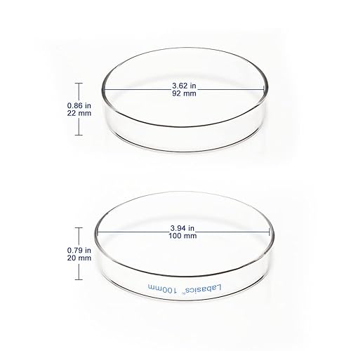 Miniatura 2 de Labasics Platos de Petri de vidrio, 3.937 x 0.787 in, autoclave de vidrio de borosilicato, platos de cultivo celular de vidrio de borosilicato,