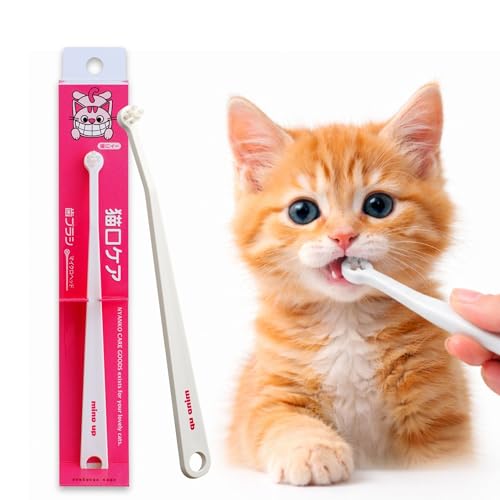 MIND UP Cat Toothbrush with Micro Head, 15° Angled Design for Easier Reach, Pet Toothbrush for Cats & Kittens, Gentle Everyday Brushing, Made in Japan
