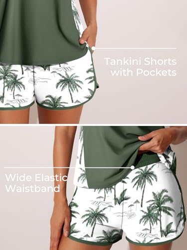 Image of Summer Mae Blouson Tankini Swimsuits for Women 2026 Tummy Control Two Piece Bathing Suits with Sporty Pockets Swim Shorts