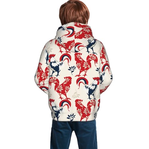 Roosters Kid Hoodies Boys Sweatshirts Girls Pullover with Pocket4