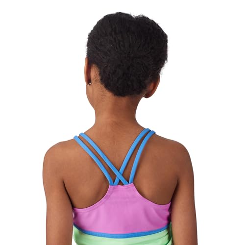 Image of Saint Eve Kids 4-Piece Swimsuit Set UPF 50+ Girls Long Sleeve Rash Guard Tankini Top Bikini Bottom & Swim Shorts