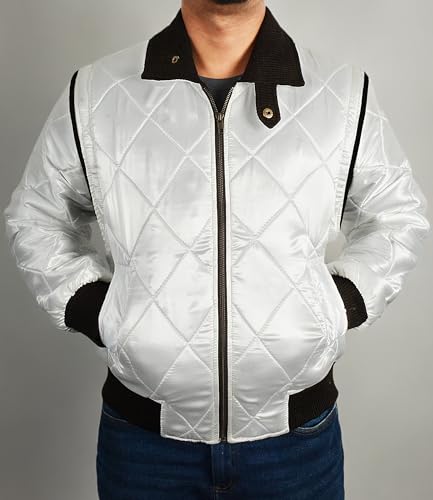 Prime-Fashion Men's Bomber Satin Fabric Quilted Golden Embroidery of Scorpio Jacket4