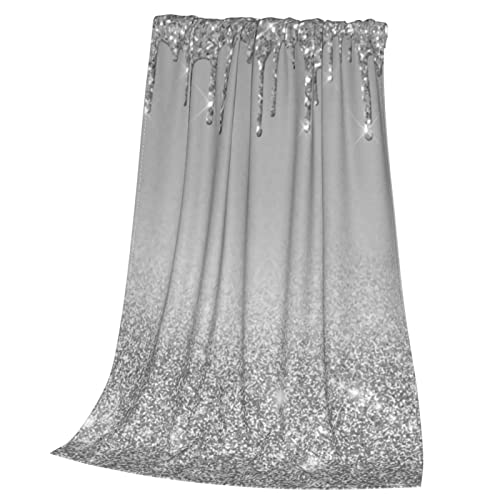 Silver Dripping Glitter Flannel Fleece Blanket Ultra-Soft Fluffy Warm Throw Blanket For Couch Bed All Seasons Suitable For Women, Men #TOP1