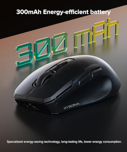 Image of KYSONA Wireless Gaming Mouse, 26000 DPI, 8K Polling Rate, Tri-Mode 2.4GHz /USB-C /Bluetooth Ergonomic Mouse with Web-driven, Ice-cooling Coating, Rechargeable Gaming Mice for Laptop /PC /Mac /Tablet, Black