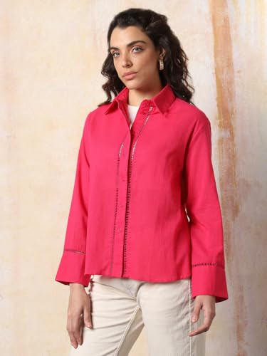 Image of HIGH Star Oversized Solid Shirt for Women | Stylish Tops for Women | Comfortable and Trendy Casual Shirt
