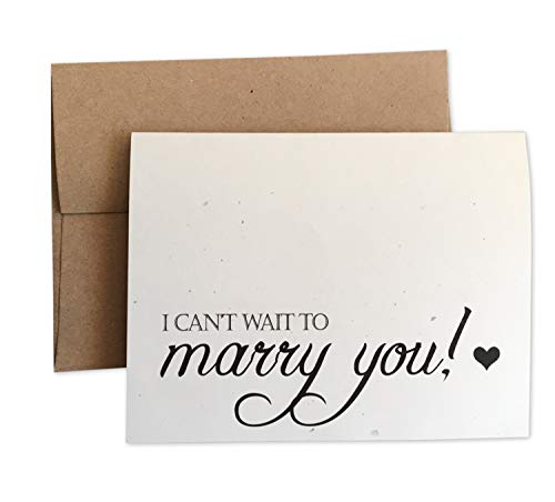 I can't wait to MARRY YOU - WEDDING Day Card - Speckled Cream Note Card - Kraft Brown - RUSTIC - Recycled - Eco Friendly