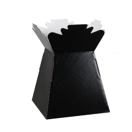 Hand-Tied Vase Florist Bouquet Boxes | Aqua Presentation & Transporter Boxes | Pack of 30 | Durable Flower & Plant Packaging | Glossy Black