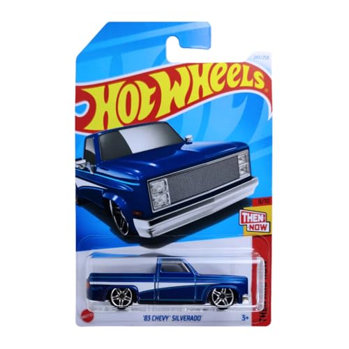 Image of Hot Wheels 1:64 Scale 83 Chevy Silverado Then and Now for Ages 3 and Up by Small CLAP (Blue)