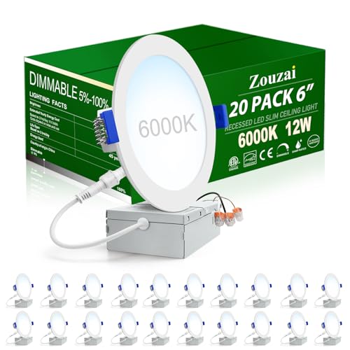 zouzai 20 Pack 6 Inch Ultra-Thin LED Recessed Ceiling Light Review: Brighten Your Home Efficiently