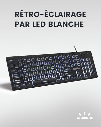 Clavier rétroéclairé LED blanche Perixx PERIBOARD-317 USB ordinateur Windows - 6