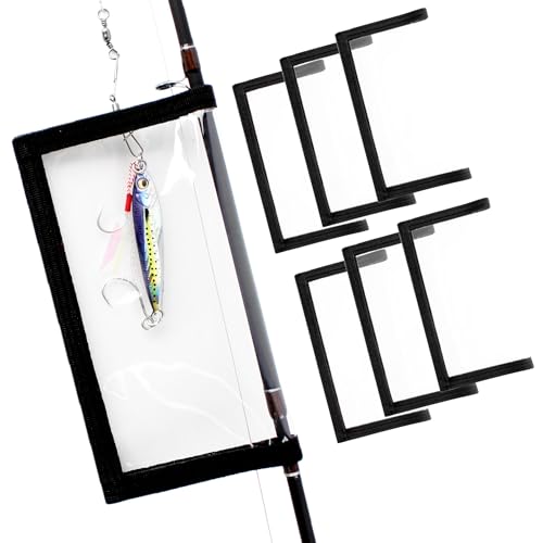 CASTSTRIKE 6PCS Fishing Lure Wraps Hook Safety Cover, Clear PVC Lure Protector for Treble Hooks, Bait Storage, Tangle‑Free Safe Fishing + Rod Tip Protector, Saltwater Safe (M x 6)