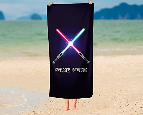Personalized Lightsaber Polycotton Towel For Kids - Custom Towels For The Beach Bath Or Kitchen - Adults Kid Boys Girls (Beach Towel 70"X35") #TOP2