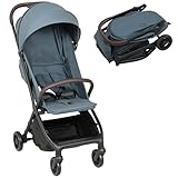 AIYAPLAY Silla de Paseo Ligera con Respaldo Reclinable y Reposapiés Ajustable, Carrito para Bebé Plegable, Capota, Arnés de 5 Puntos, Ruedas con Suspensión, Soporta hasta 15 kg, Azul Oscuro